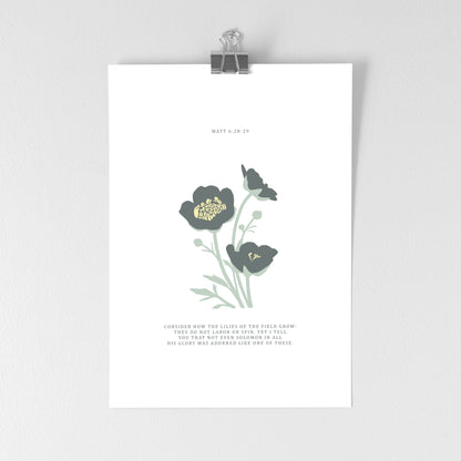 Matthew 6:28-29 Fine Art Print