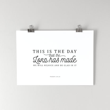 Typography Psalm 118:24 Fine Art Print